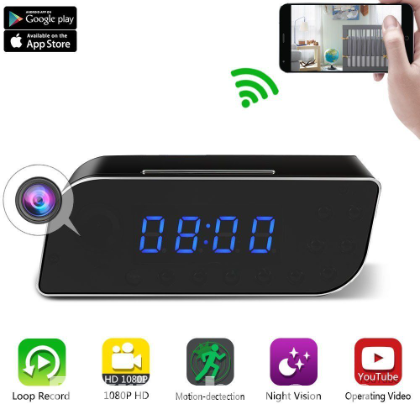 Spy camera Wifi Table Clock Night Vision 1080p HD